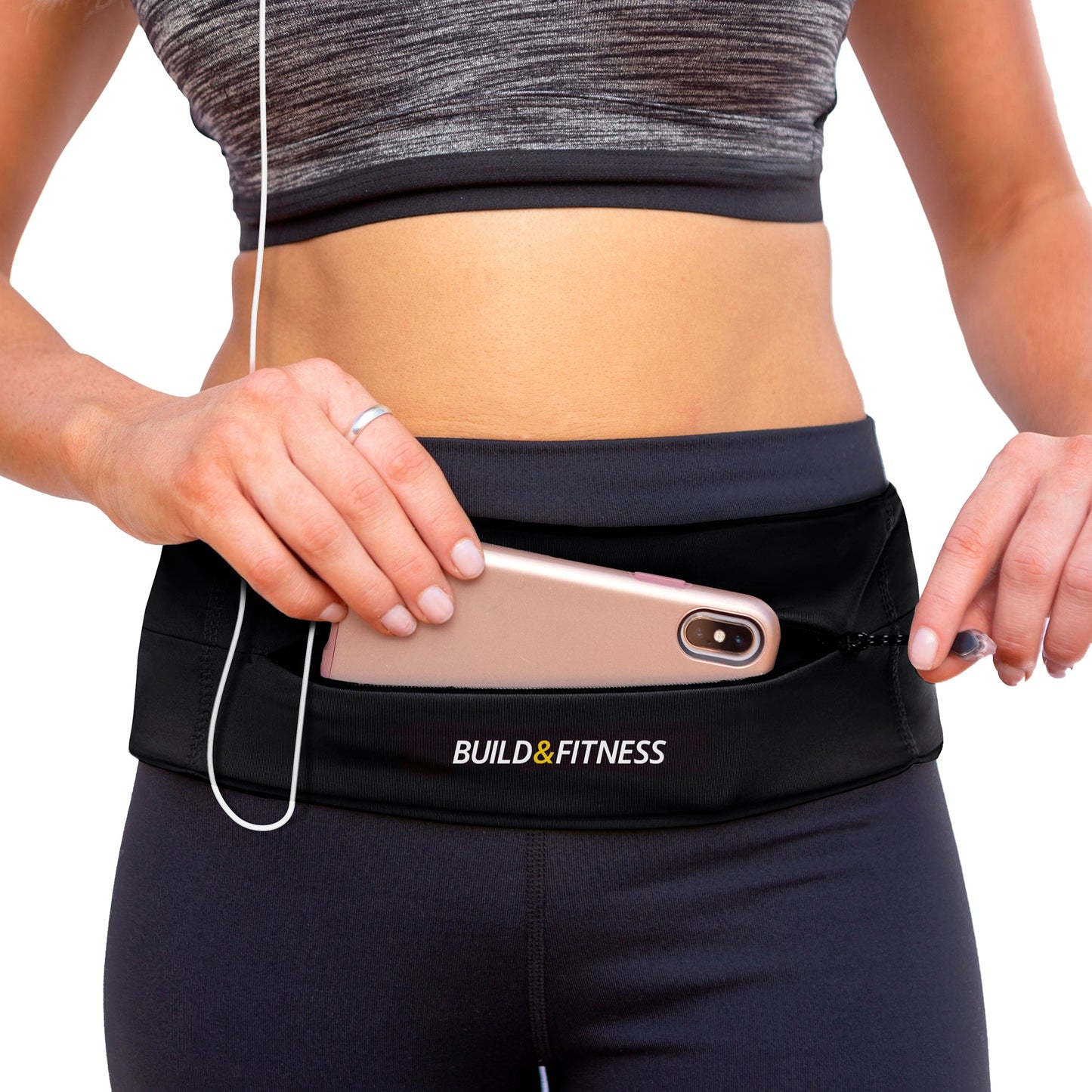 Black Classic Zipper Running Belt - Build & Fitness®