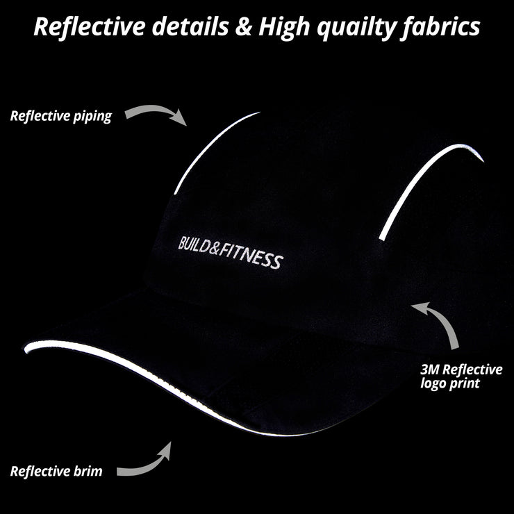 Black Reflective Running Cap - Build & Fitness®