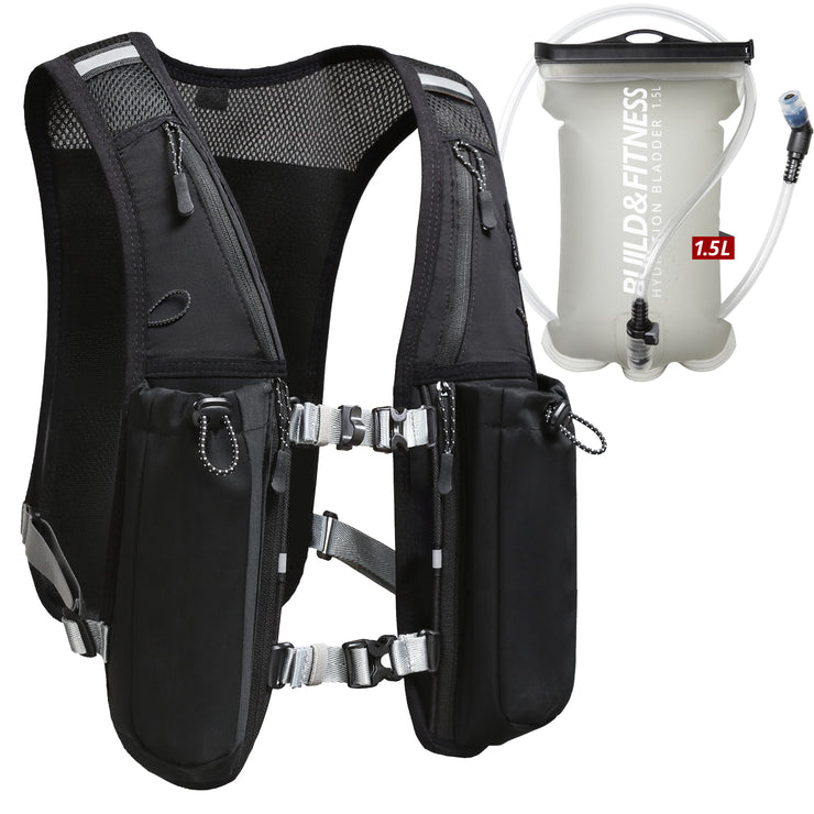 Black Hydration Running Vest + 1.5L Bladder