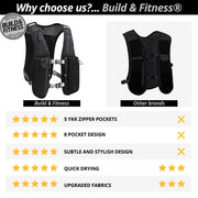 Black Hydration Running Vest + 1.5L Bladder - Build & Fitness®