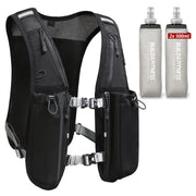 Black Hydration Running Vest + 2x 500ml Soft Flasks