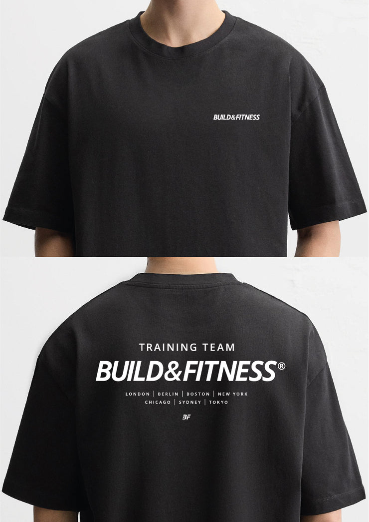 Black Oversized Training Team T-Shirt, Unisex - Build & Fitness®