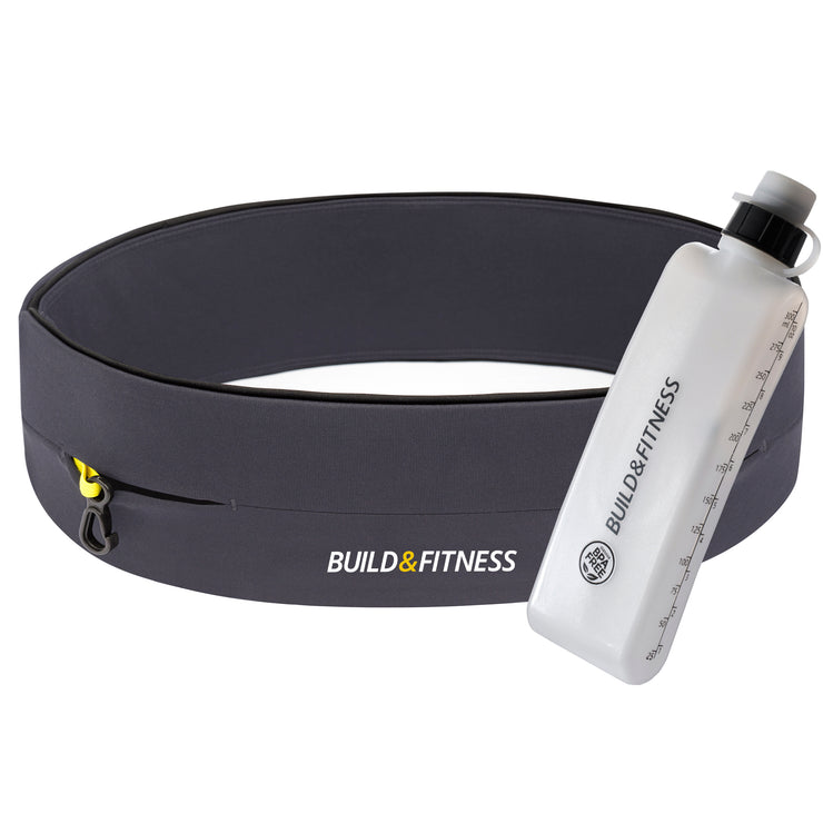 Hydration Set - Graphite Classic Running Belt & Curved Water Bottle