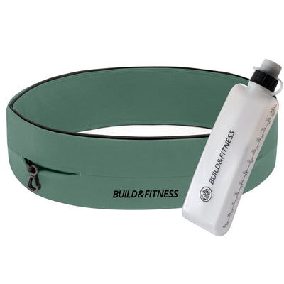 Hydration Set - Khaki Classic Running Belt & Curved Water Bottle - Build & Fitness®