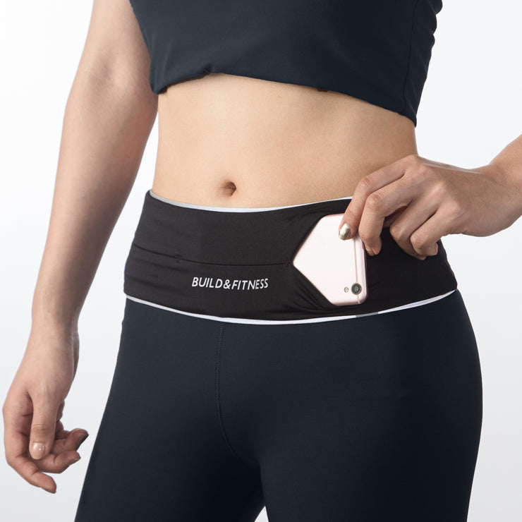 Black Reflective Classic Running Belt - Build & Fitness®