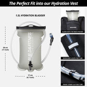 Black Hydration Running Vest + 1.5L Bladder + 2x 500ml Soft Flasks - Build & Fitness®