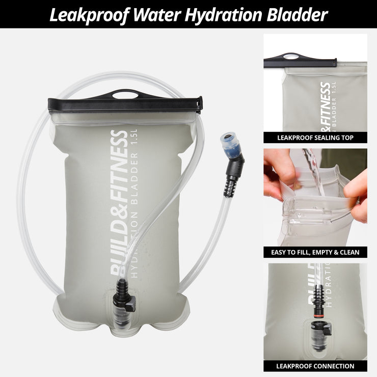 Black Hydration Running Vest + 1.5L Bladder + 2x 500ml Soft Flasks - Build & Fitness®