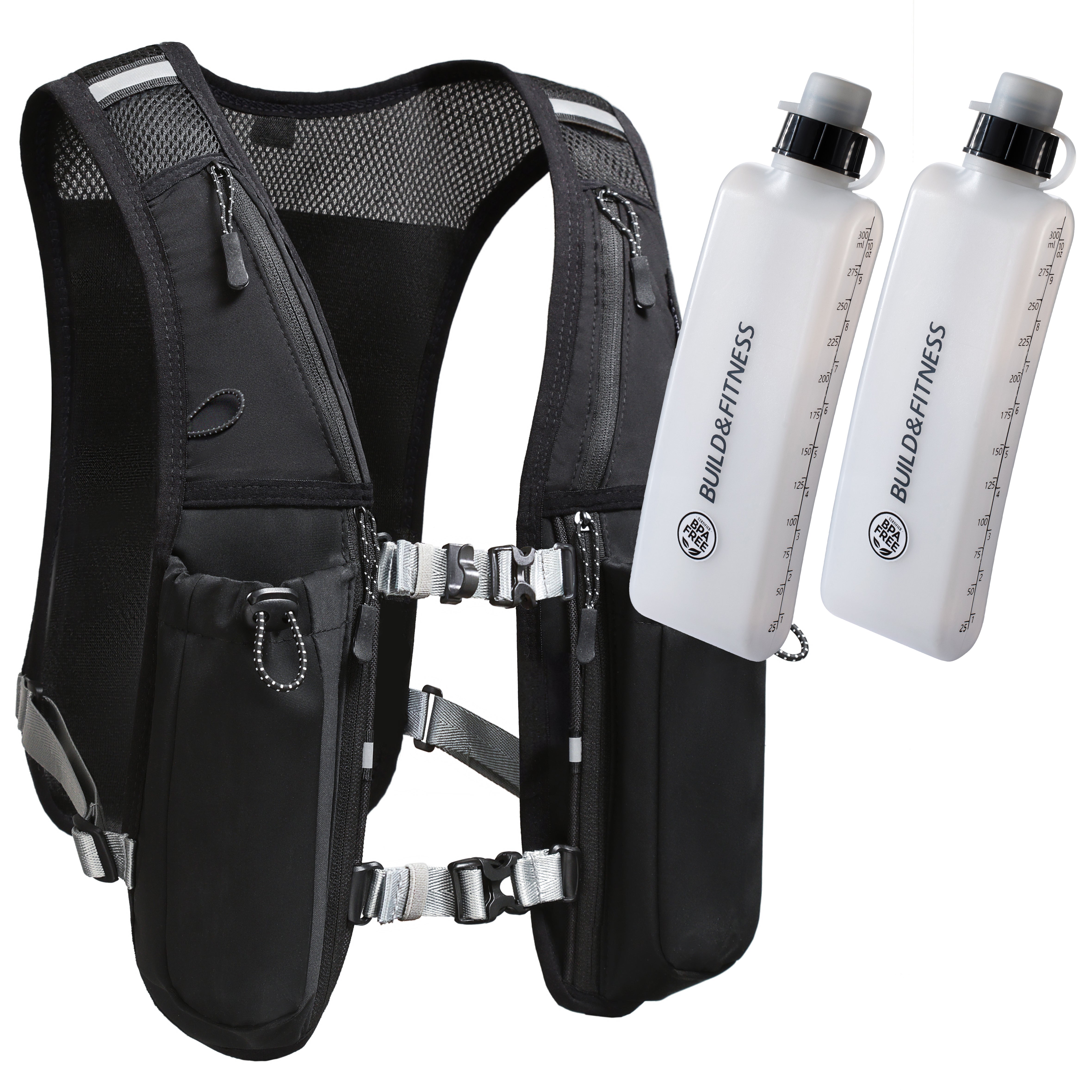 Water Bottle Running Belt Amazon Uk Black Hydration Running Vest - Main Image