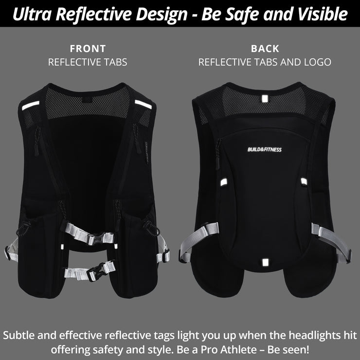 Black Hydration Vest + 2x 500ml Soft Flasks