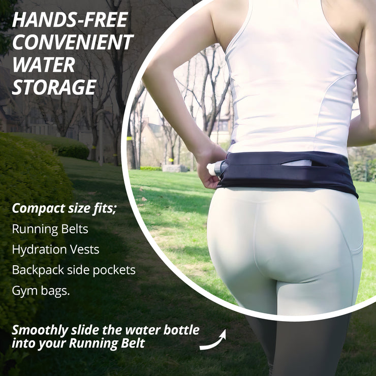 Hydration Set - Black Classic Zipper Running Belt & Curved Water Bottle - Build & Fitness®