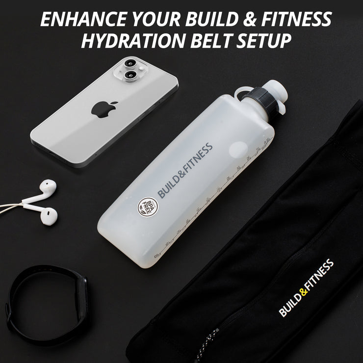 Hydration Set - Black Classic Zipper Running Belt & Curved Water Bottle - Build & Fitness®