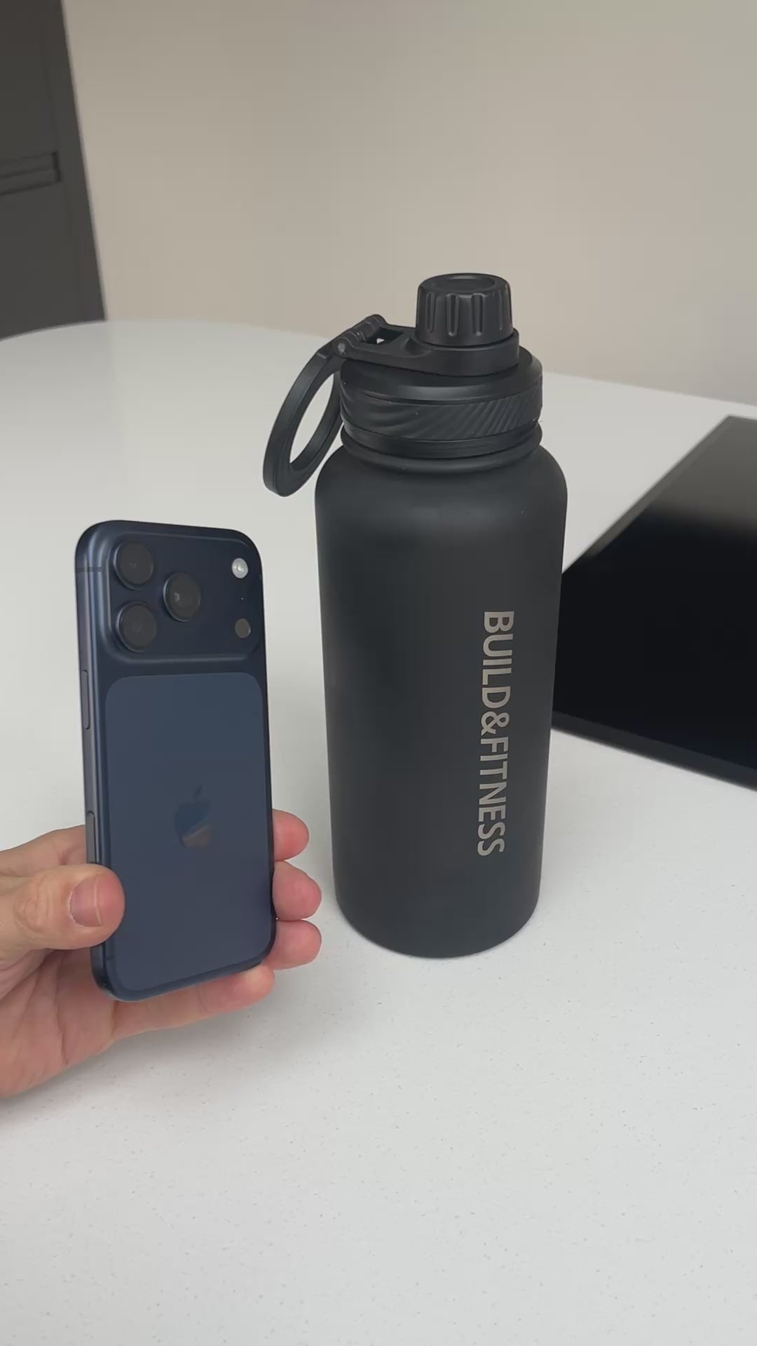 Black Stainless Water Bottle 1000ml