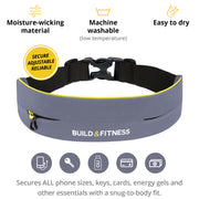 Grey Adjustable Running Belt - Build & Fitness - UK