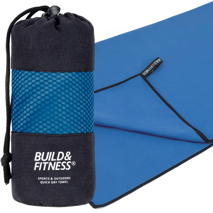 Blue Microfibre Towel - Build & Fitness - UK