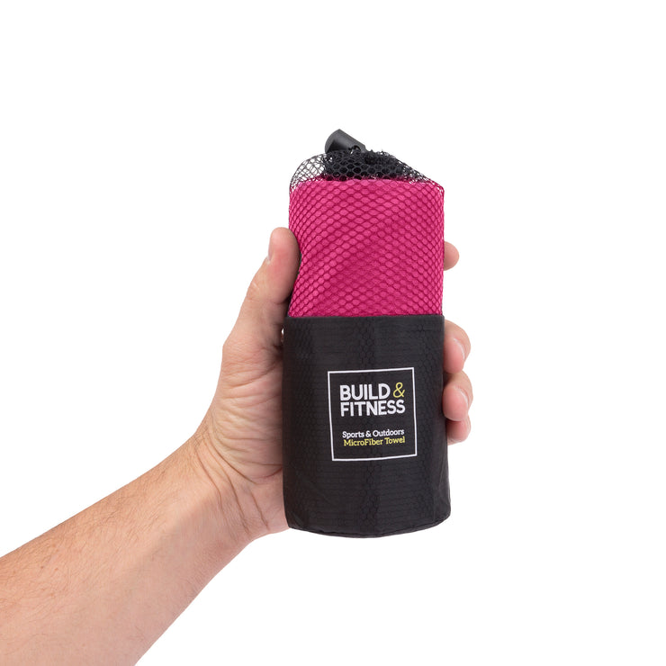 Pink Microfibre Towel - Build & Fitness - UK