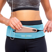 Aqua Blue Adjustable Zipper Running Belt - Build & Fitness - UK
