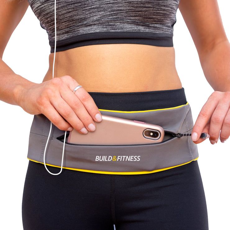 Grey Adjustable Zipper Running Belt - Build & Fitness - UK